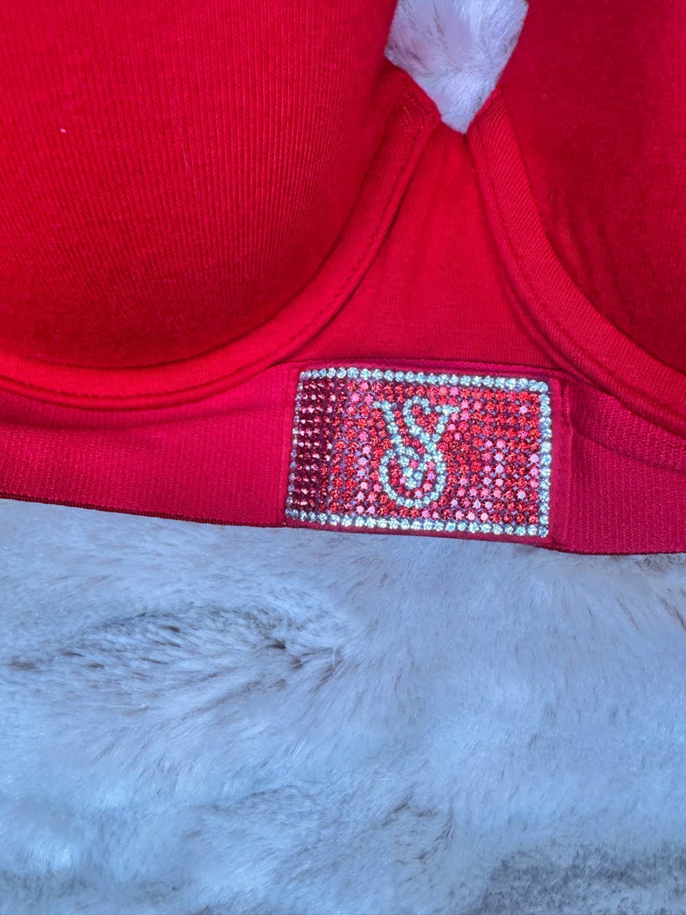 Victoria’s Secret Red Rhinestone Logo Push-Up Bra 34C - Picture 2 of 7